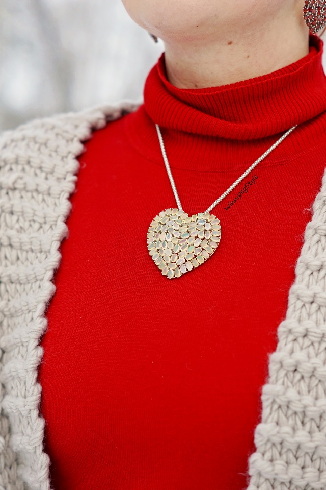 Winnipeg Style, Himalayan gems opal heart pendant necklace, Canadian fashion blog, winter 2022